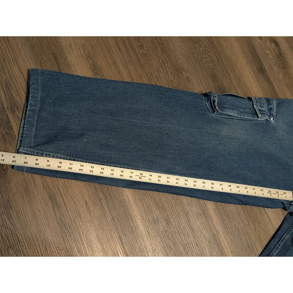 Kenneth David Cargo Street Denim Jeans Mens 34x32 Blue Baggy Wide Leg‎ Y2K Skate